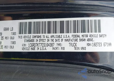 2012 Ram 1500 St z USA, uszkodzony, nr VIN 1C6RD7KT7CS164387